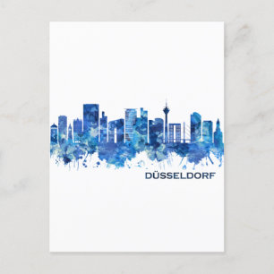Dusseldorf Germany Skyline Blue Holiday Postcard