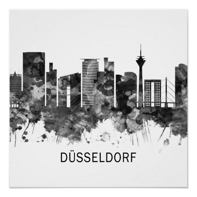 Dusseldorf Germany Skyline BW Poster (Front)