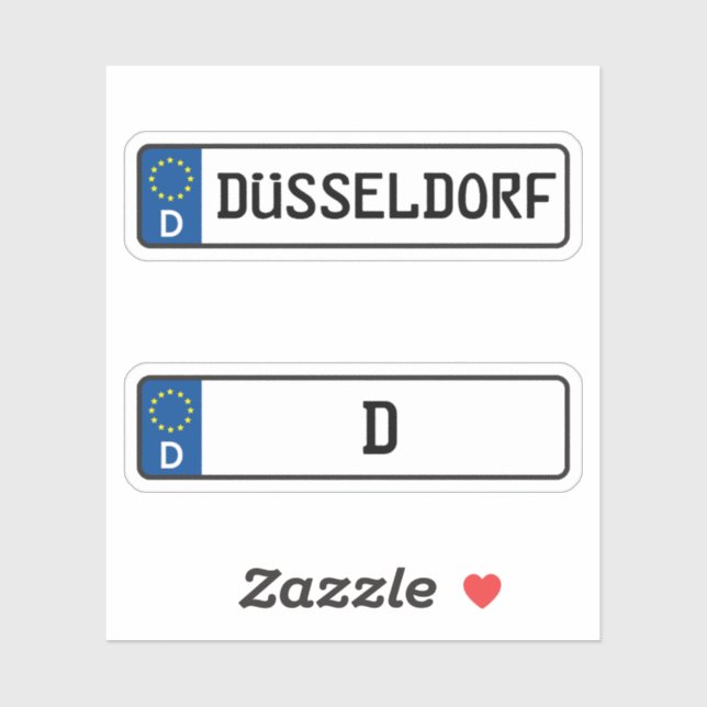 Dusseldorf kennzeichen, German Car License Plate Sticker (Sheet)