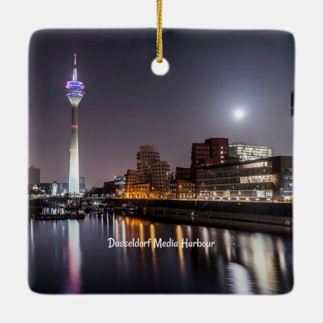 Dusseldorf, Media Harbor (labeled), Ceramic Ornament (Back)
