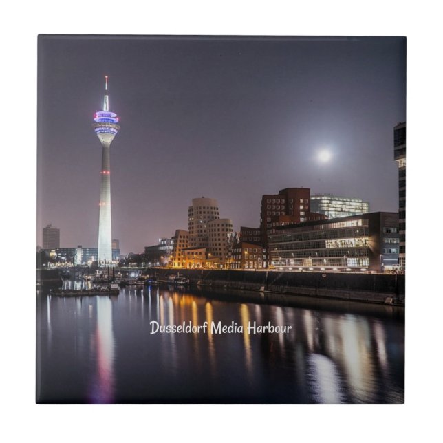 Dusseldorf, Media Harbour (labeled) Ceramic Tile (Front)