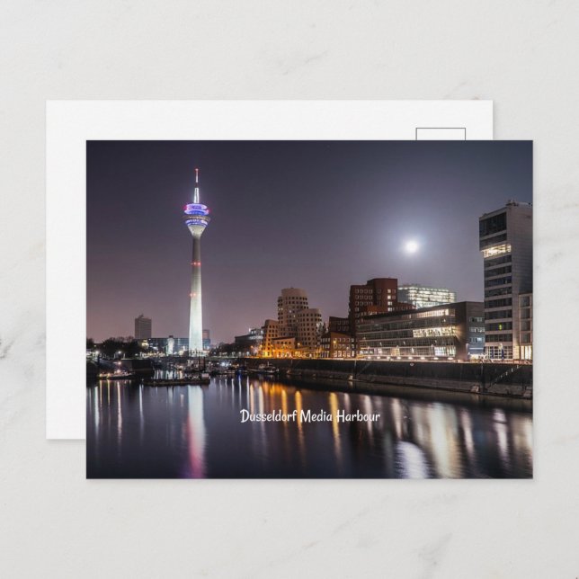 Dusseldorf, Media Harbour (labeled) Holiday Postcard (Front/Back)