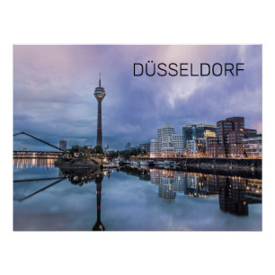 Dusseldorf Skyline Germany Holiday Sunset Souvenir Poster