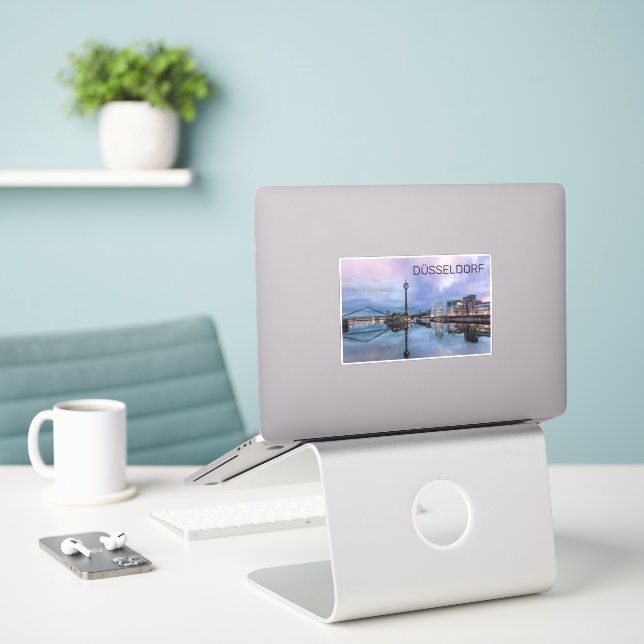 Dusseldorf Skyline Germany Holiday Sunset Souvenir Sticker (Laptop On Desk)