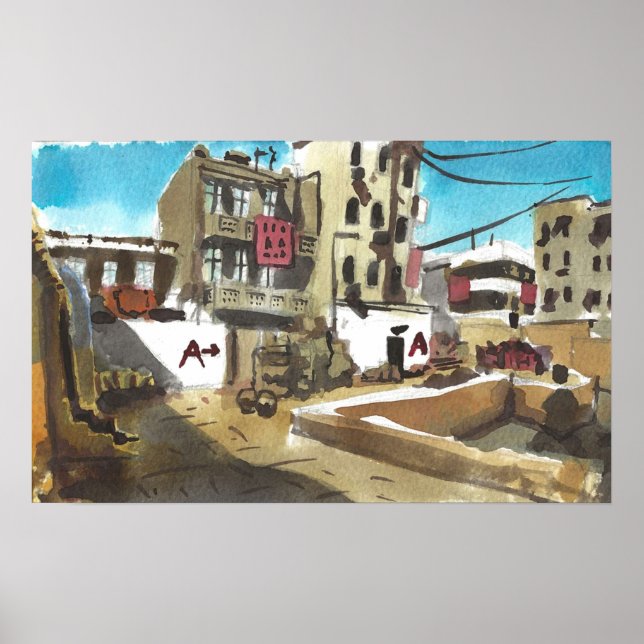 Dust 2  CSGO  Original Watercolor Poster (Front)