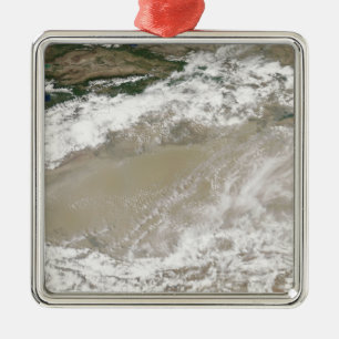 Dust and clouds hovered over the Taklimakan Des Metal Ornament