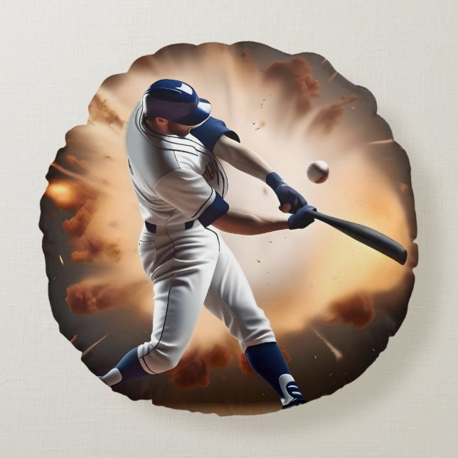 Dust And Glory: Baseball The Home Run Round Pillow (Front)