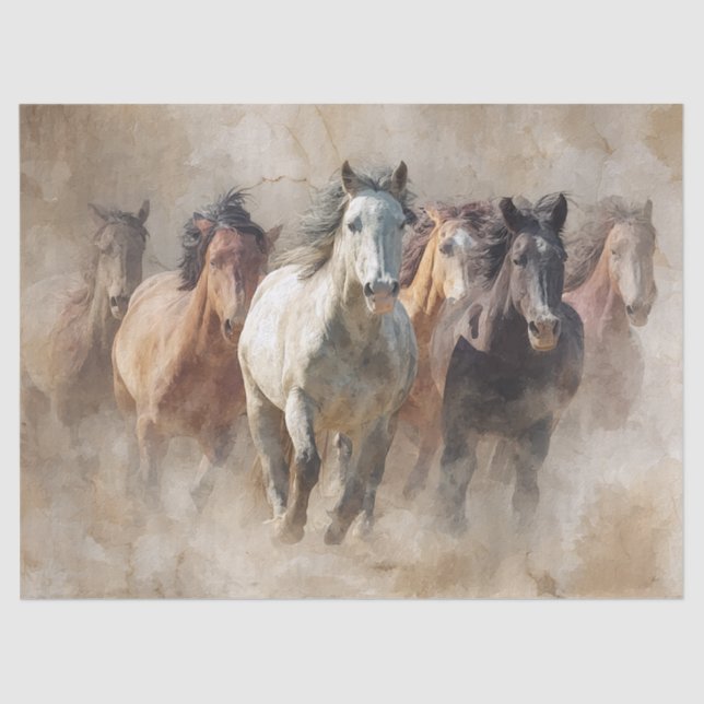 Dust and Motion Wild Horses Decoupage Tissue Paper (Front)