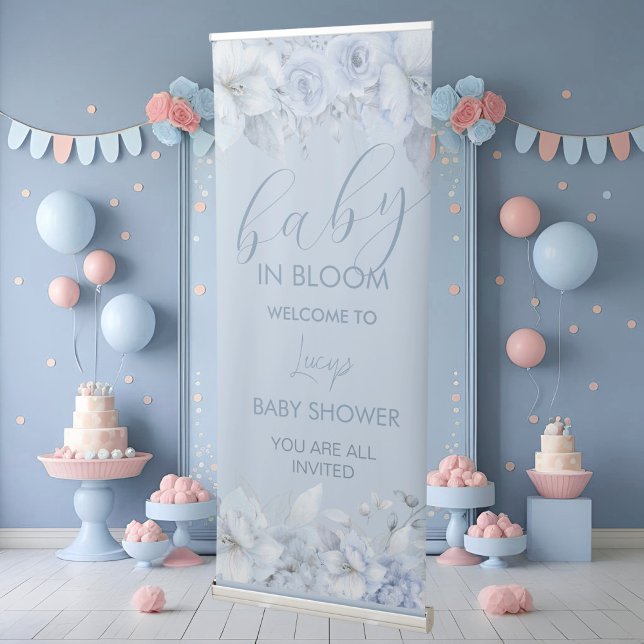 Dust Blue Baby  Shower  welcome  Retractable Banner (Creator Uploaded)
