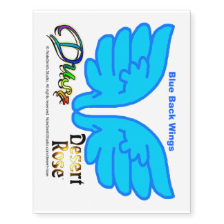 Dust Blue Back Wings Temporary Tattoos