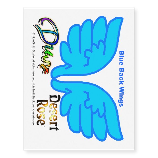 Dust Blue Back Wings Temporary Tattoos (Front)