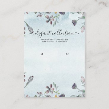 Dust Blue Floral Calligraphy Earring Display Card