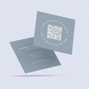 Dust Blue QR Code Scannable Modern Minimal Square Business Card