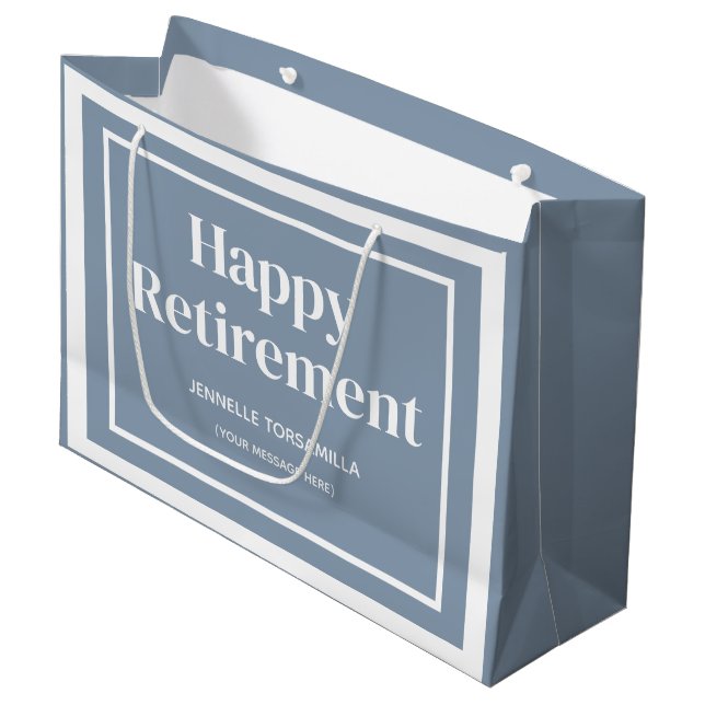Dust Blue Retirement Party Large Gift Bag (Front Angled)