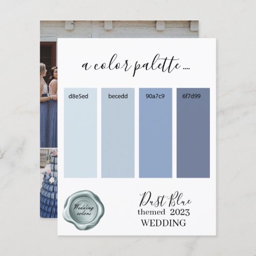 Dust Blue Wedding colors Palette Card 2023