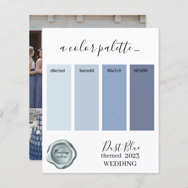 Dust Blue Wedding colors Palette Card 2023 | Zazzle