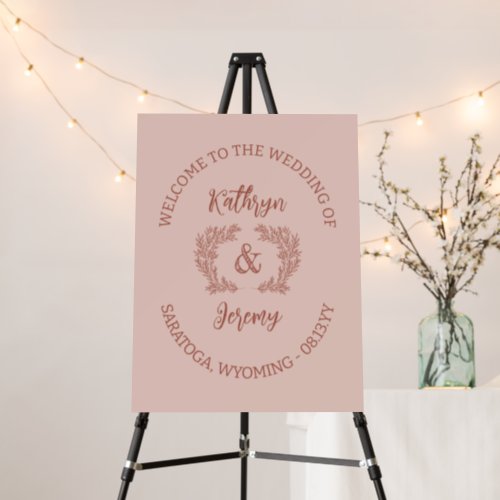 Dust Blush Rust Greenery Ampersand Wedding Welcome Foam Board