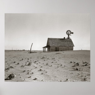 Dust Bowl Farm, 1938. Vintage Photo Poster