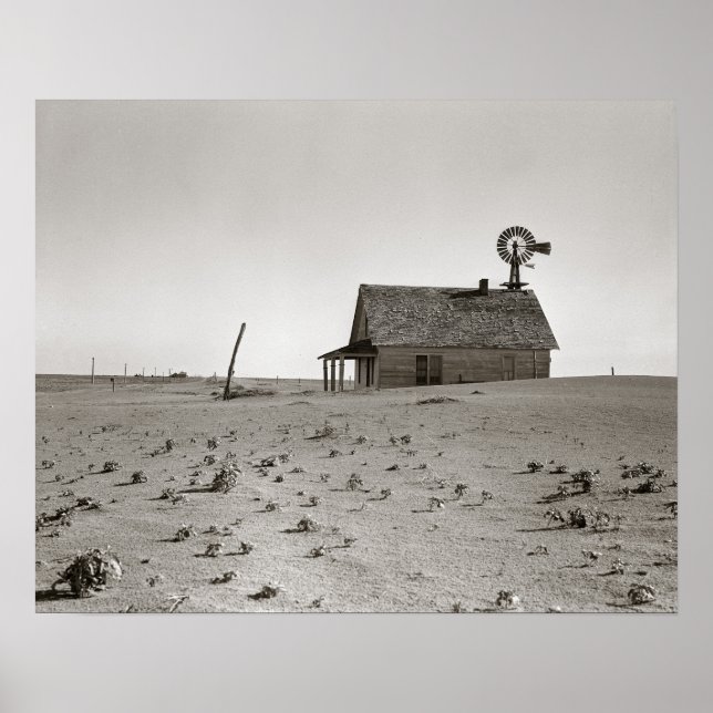 Dust Bowl Farm, 1938. Vintage Photo Poster (Front)