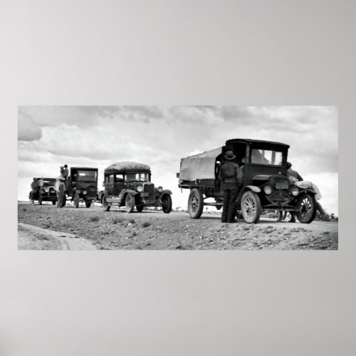 Dust Bowl Refugees Broke Down in New Mexico 1937 Poster