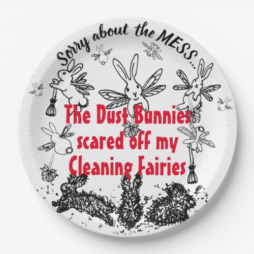 Dust Bunny Cleaning Fairy Rabbit Excuse Mess Funny Paper Plates