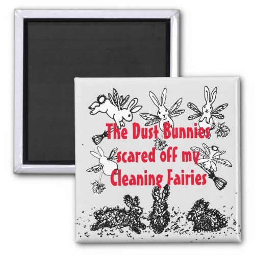 Dust Bunny Cleaning Fairy Rabbit Humorous Funny Magnet