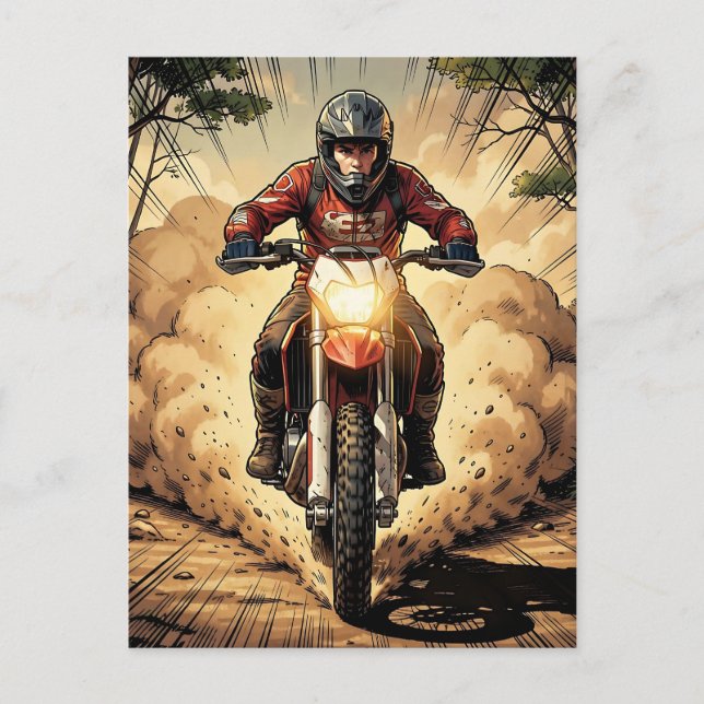 Dust & Determination Full Throttle Motocross Postcard (Front)