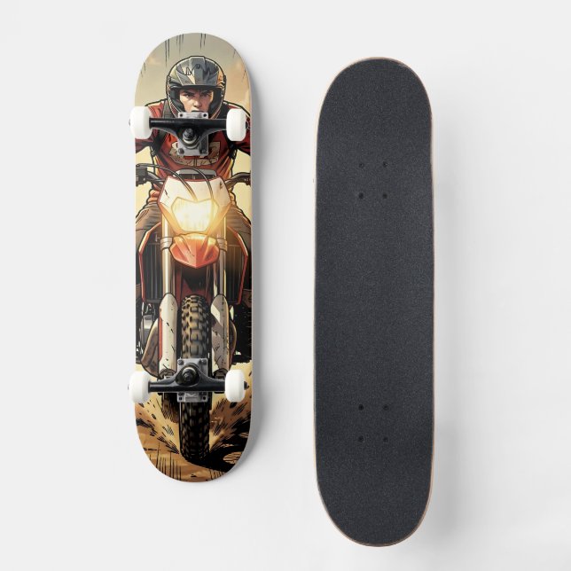 Dust & Determination Full Throttle Motocross Skateboard (Front)