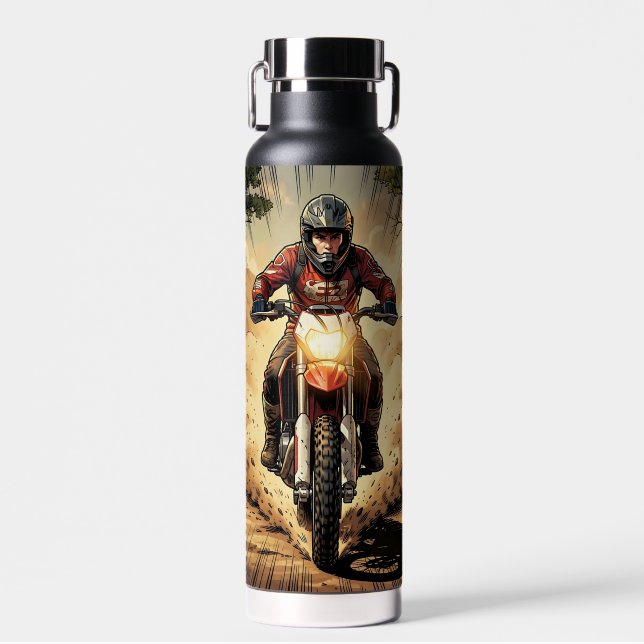 Dust & Determination Full Throttle Motocross Water Bottle (Front)