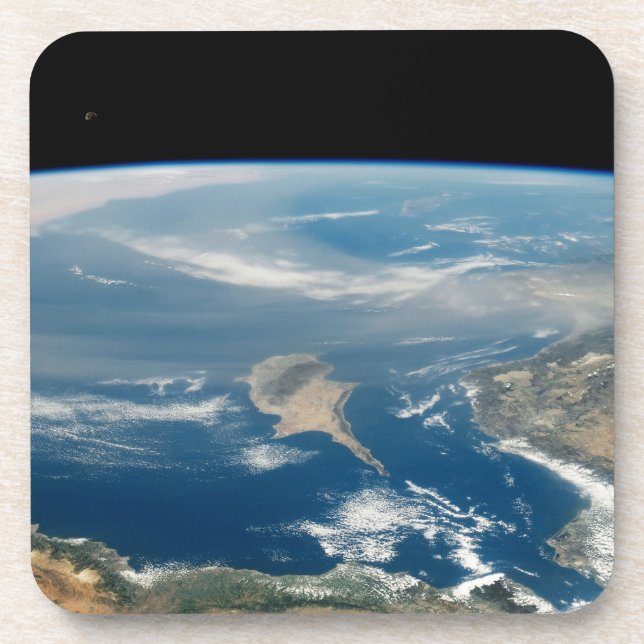 Dust Over The Mediterranean Sea And Cyprus Island Beverage Coaster (Front)