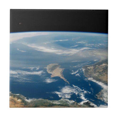 Dust Over The Mediterranean Sea And Cyprus Island Ceramic Tile