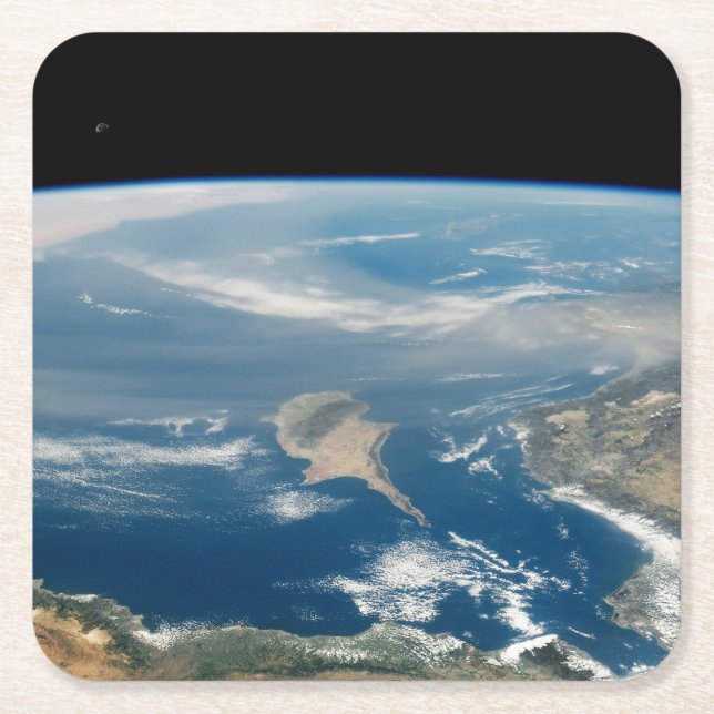 Dust Over The Mediterranean Sea And Cyprus Island Square Paper Coaster (Front)