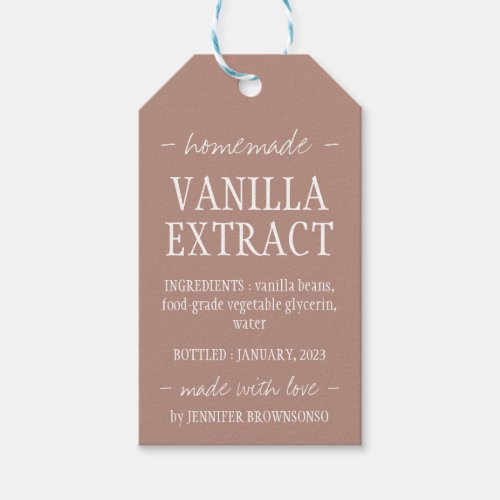 Dust Pink Vanilla Extract Bottle Homemade simple Gift Tags