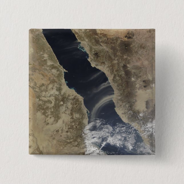 Dust plumes blow off the coast of Saudi Arabia Pinback Button (Front)