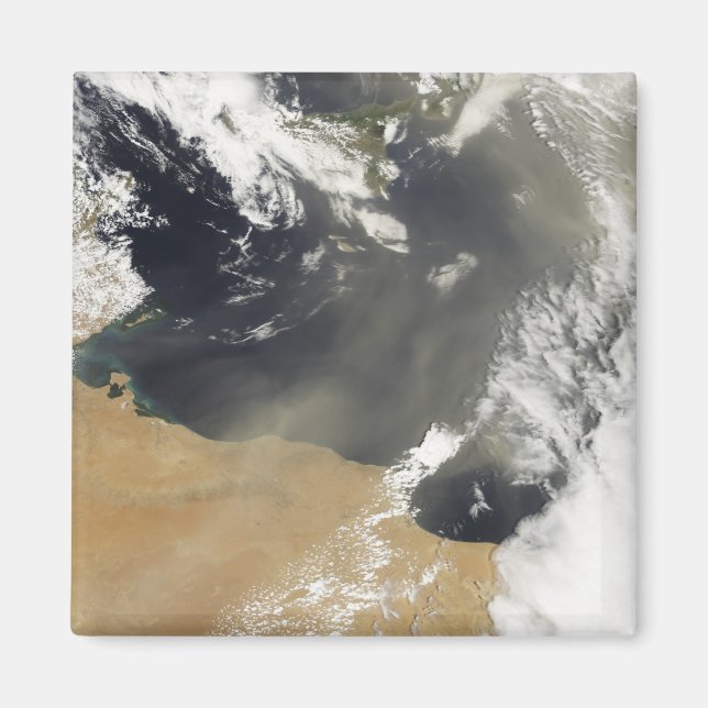 Dust plumes blowing off the north African coast Magnet (Front)