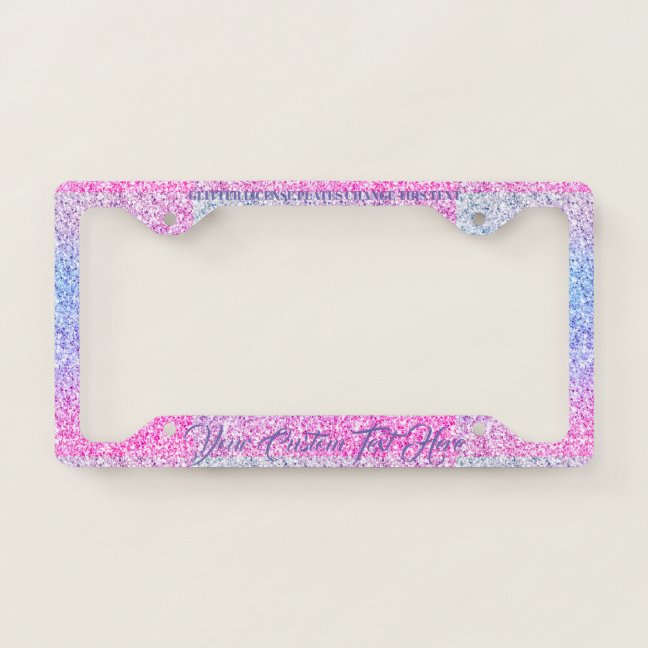 Dust Purple printed sparkle effect Bling Glitz License Plate Frame