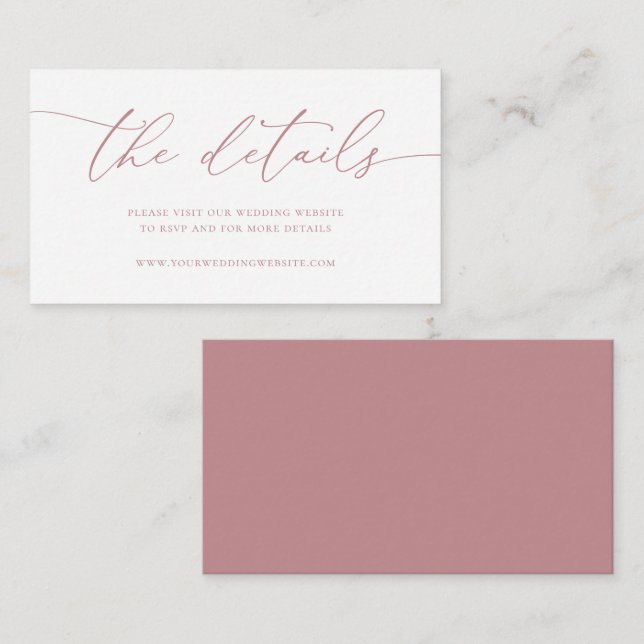 Dust Rose and Gold Minimalist Wedding Enclosure Card (Front/Back)