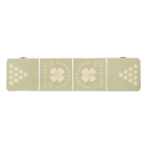 Dust Sage Irish Lucky Clover Wedding Crest Beer Pong Table