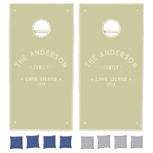 Dust Sage Vintage Seaside Family Name Cornhole Set