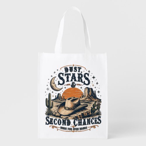 Dust Stars Second Chances Western Design Grocery Bag