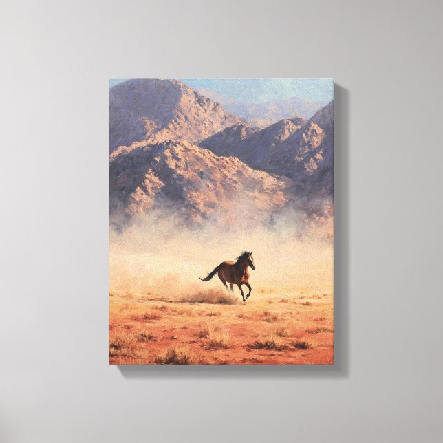 Dust Storm Mustang Mountain Painting Canvas Print (Front)