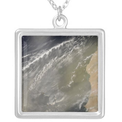 Dust storm off West Africa 2 Silver Plated Necklace