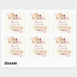 Dust & Terracotta Boho Jewish Hebrew Chuppah Square Sticker