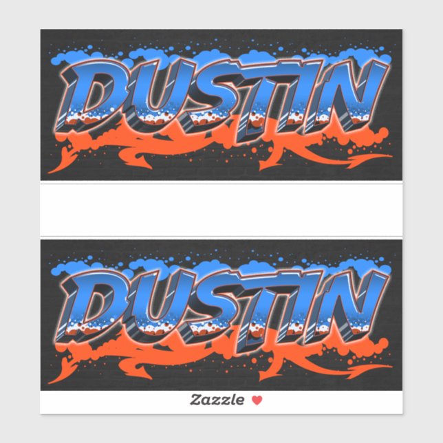 Dustin First Name Graffiti Sticker (Sheet)