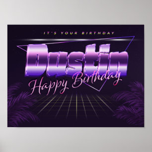 Dustin name First name pura retro poster birthday