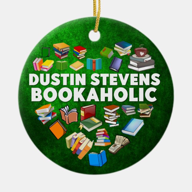 Dustin Stevens Bookaholic Ceramic Ornament (Front)