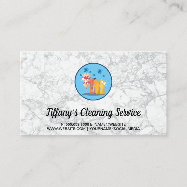 Dusting Cleaning Supplies Gloves Business Card (Front)