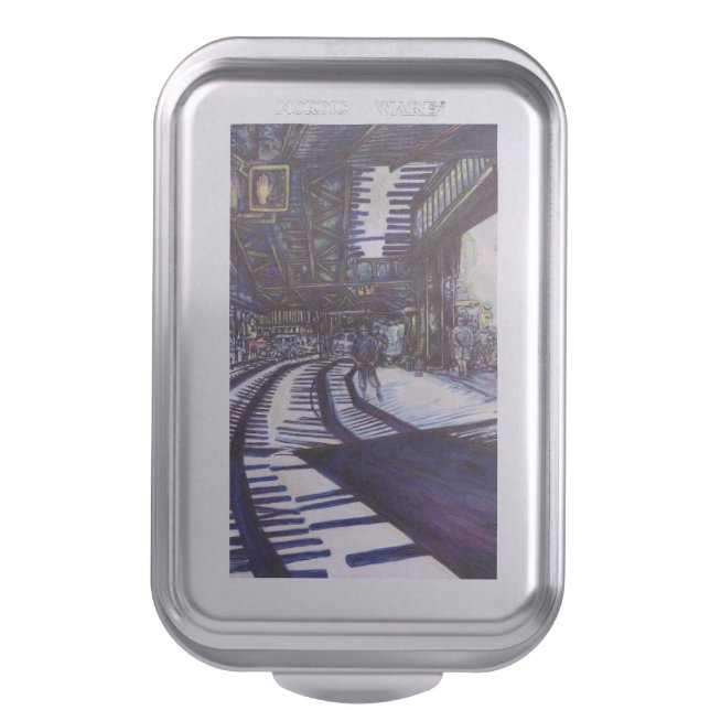 Dusting the Piano Cake Pan (Front Vertical)