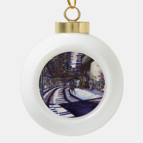 Dusting the Piano Ceramic Ball Christmas Ornament