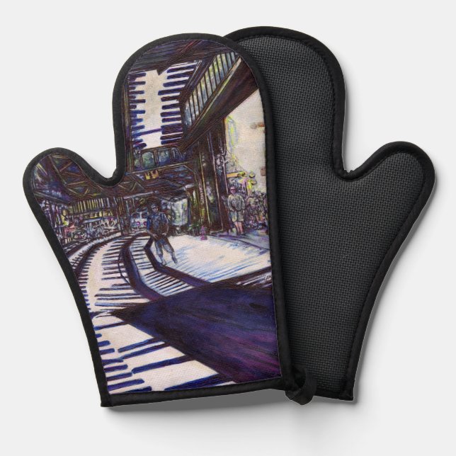 Dusting the Piano Oven Mitt (Front/Back)